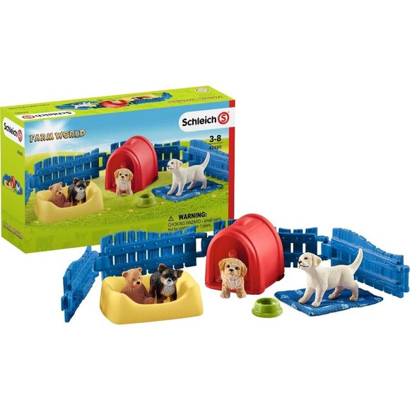 Schleich Farm World 42480 Puppy Pen Animal Play Set Educational Home School - Picture 1 of 4